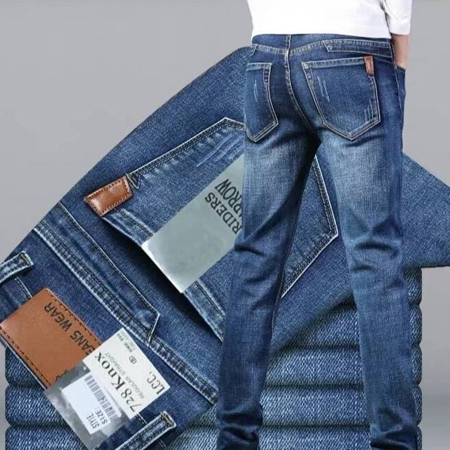 ​​Men's Premium Stretch Denim Jeans - Relaxed Straight Leg Washed For Comfort & Style​​