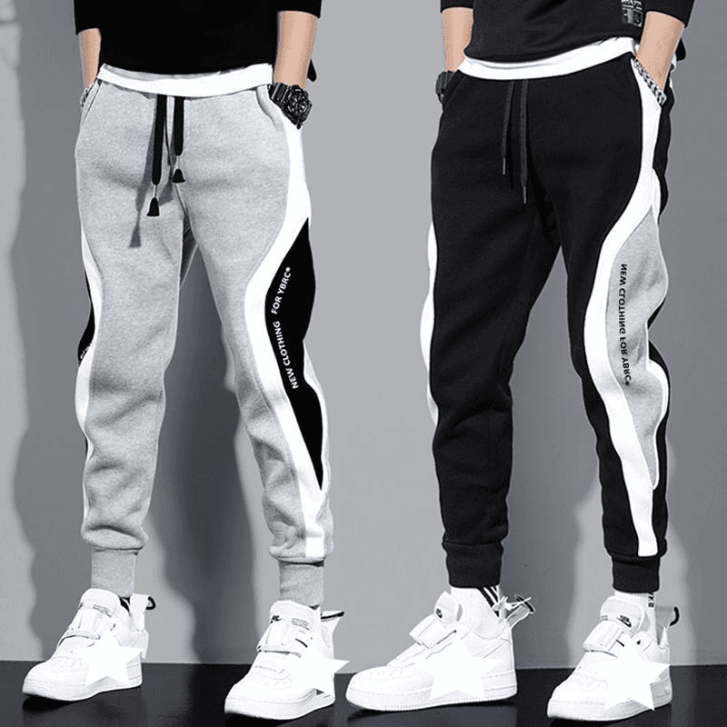 Men's Clothing sports sweatpants men's loose fitting cuffed trousers spliced running training foreign trade large size casual pants
