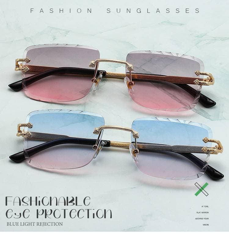 Unisex Frameless Cut-Edge Sunglasses – UV400 Metal Square Shades With Gradient Lenses (8 Colors)​