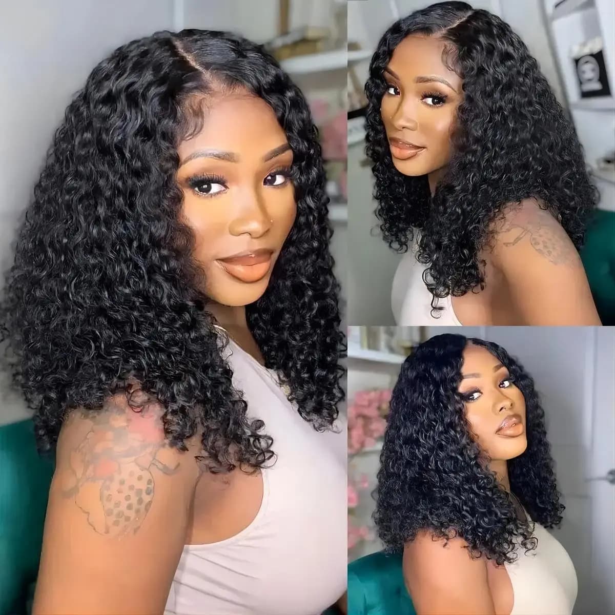 Water Wave Bob Human Wigs 13X4 Frontal Brazilian On Sale HD Transparent Lace Wig Deep Curls