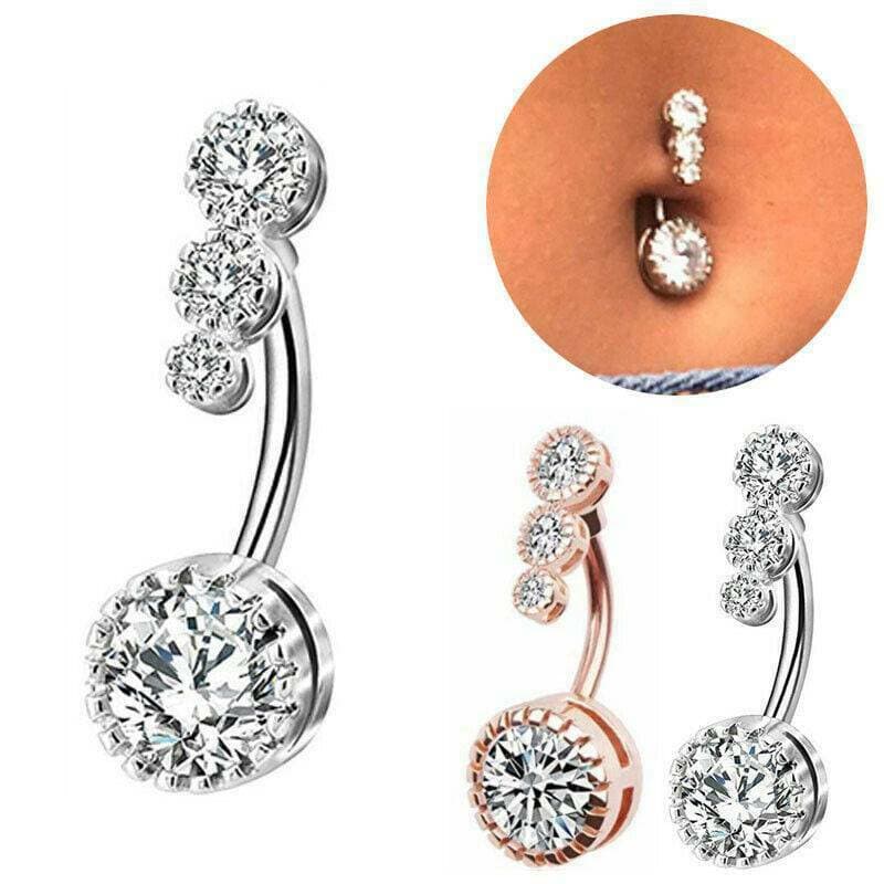 New Belly Button Nail Round Inlaid Zircon Belly Button Buckle Belly Button Ring Piercing Jewelry For Women