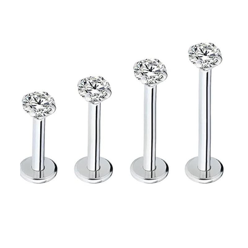Women's Jewelry Titanium F136 Simple Four Claw Flat Bottom Zircon Ear Bone Studs Lip Studs Ear Studs Fashion Piercing Jewelry