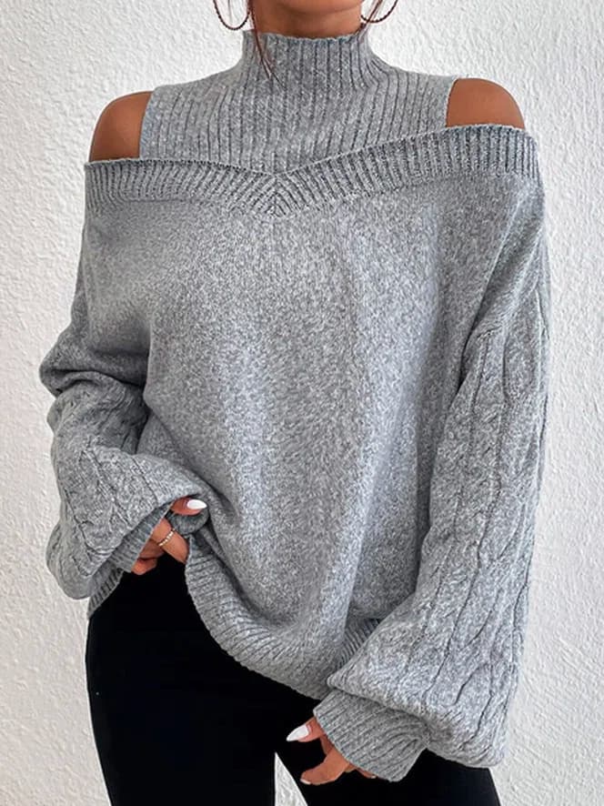 Women's Off-shoulder Turtleneck Sweaters For Women Loose Large Version Cross-border Sweaters For Women