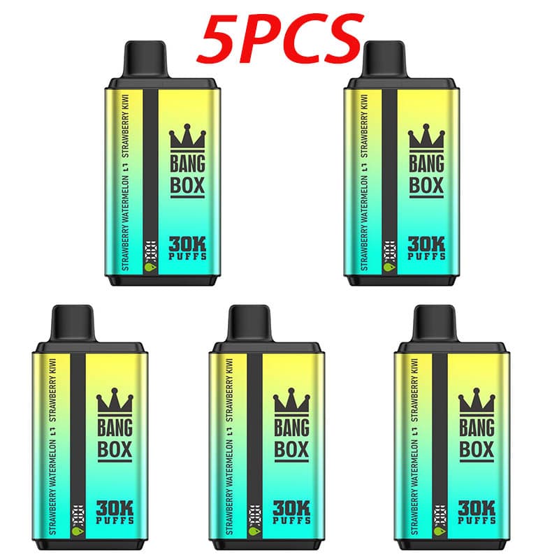 Lot de 5 vapes jetables à double saveur Bang Box 30 KPuffs, 35 ml, pré-remplies, 850 mAh, écran de type C