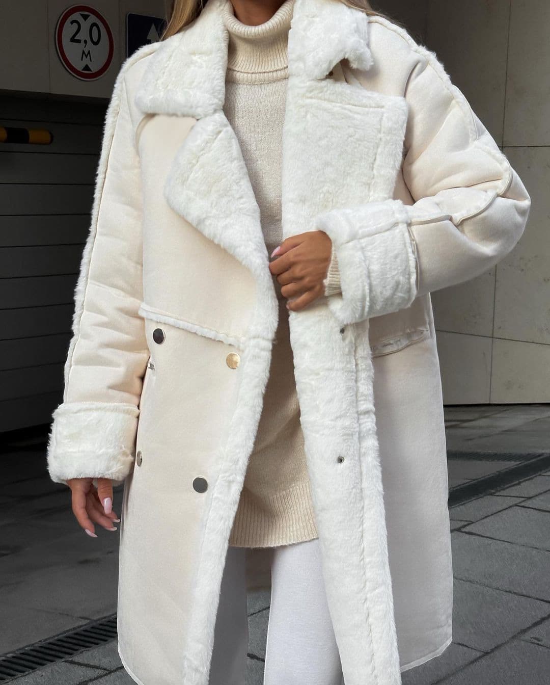 Women's Furry Suede Coat Suit Collar Long Cardigan Long Sleeve Plush Jacket