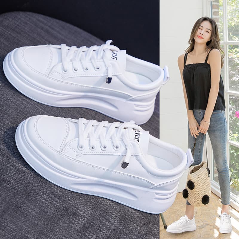 White For Women, Spring 2025 New Breathable Student Korean Version Height Increasing Sponge Cake, Casual D08 Board