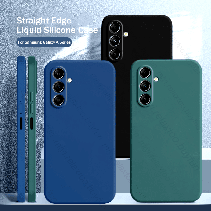 For Samsung Galaxy A54 5G Case Square Liquid Silicone Back Cover Sumsung A 14 24 34 54 A14 A24 A34 5G 2023 Shockproof Soft Cover