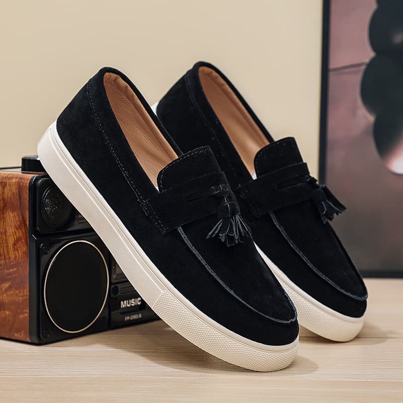 SHLIANG New Men's Suede Leather Loafers Classic Loafers Walking Shoes Casual Slip-On Driving Shoes For Men X0003