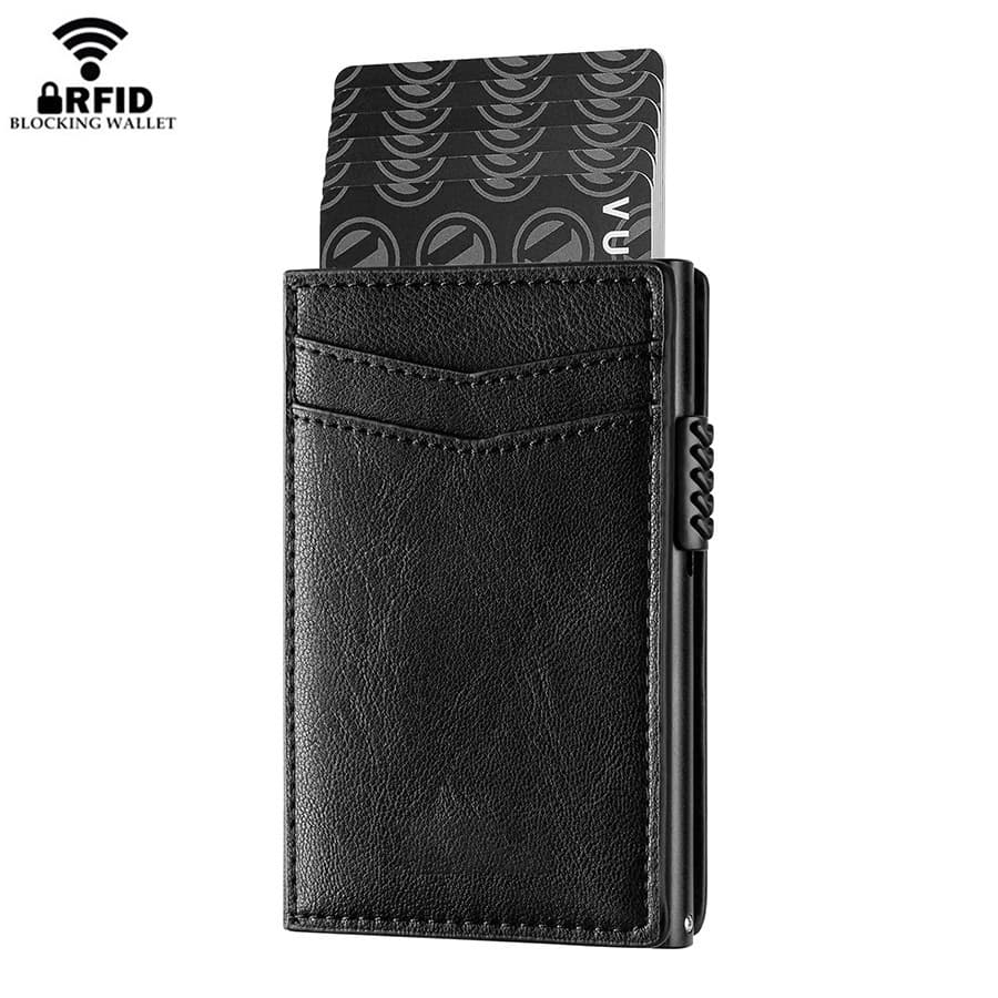 Men's Bags Side Push Card Holder RFID Anti Theft Metal Aluminum Box Card Holder Multi Card Slot Credit Card Holder Card