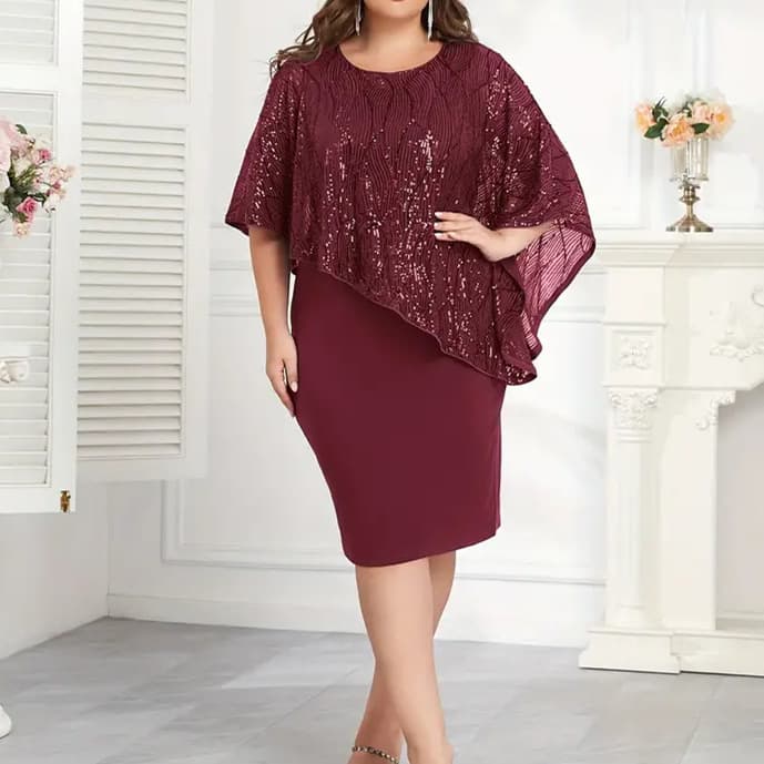 Women's Clothing New Beaded Irregular Large Size Women's Dress Hip Skirt Mid Length Skirt