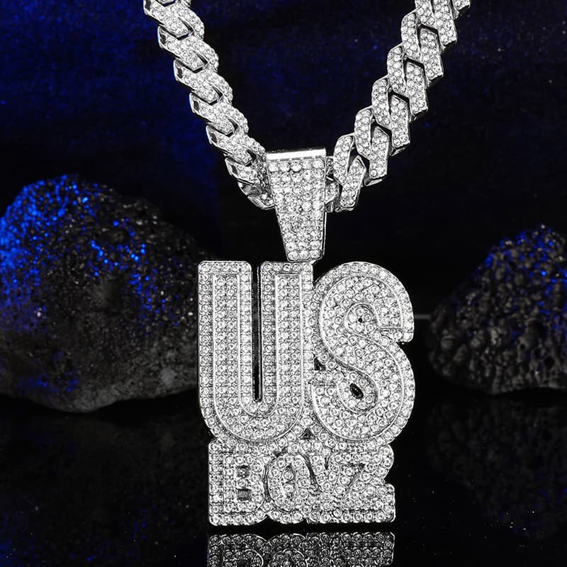Hip Hop Full Diamond Letter Pendant High Quality Versatile Alloy Water Diamond Letter Hip Hop Necklace Hot Collection