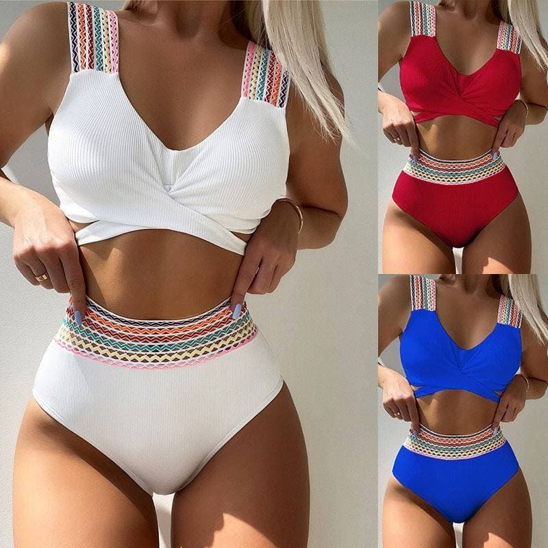 Women's Split Tight Solid Colour Sexy Fashion Bikini Swimwear