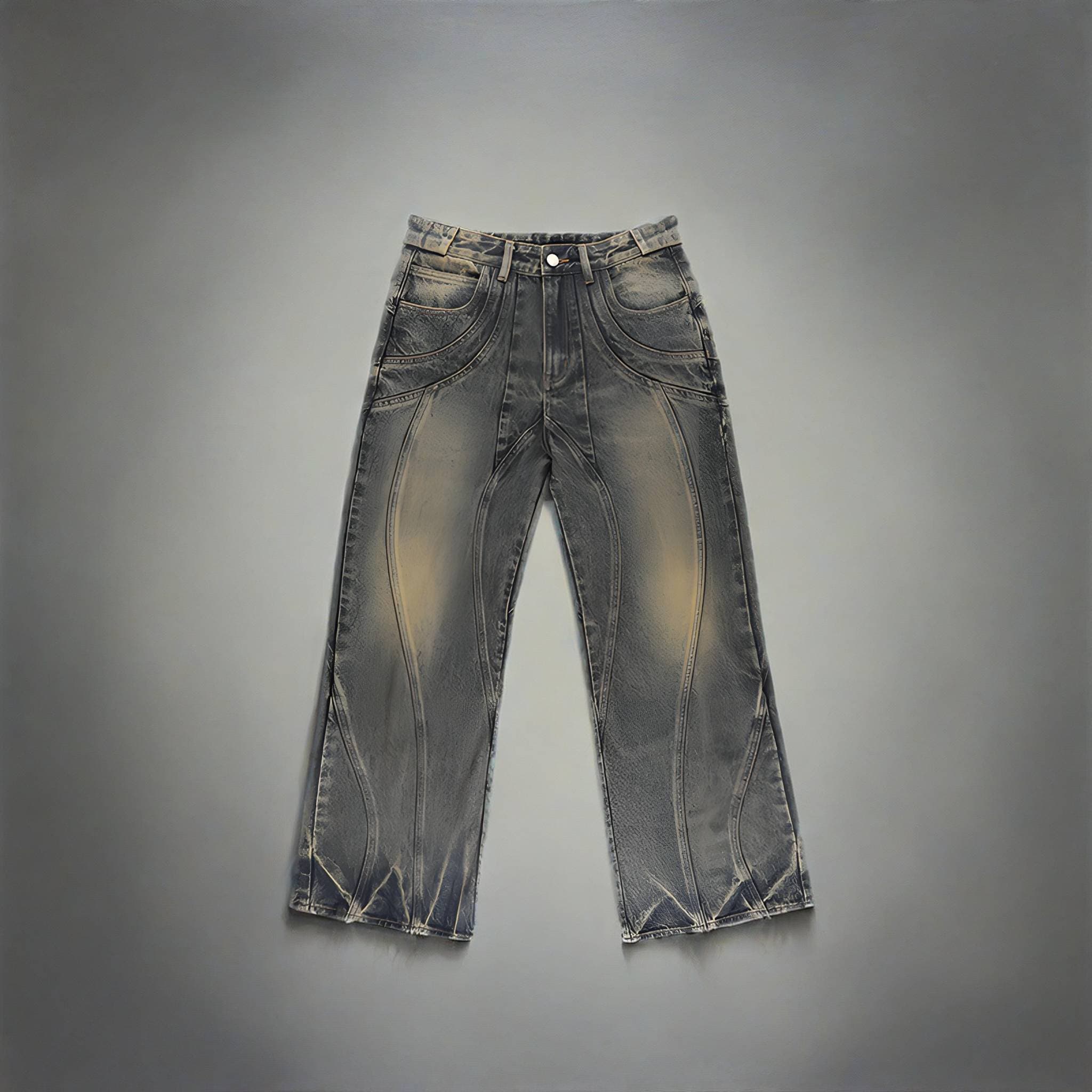 Jean évasé vintage teinté boue pour homme – Pantalon en denim rétro coupe ample pour une tenue décontractée