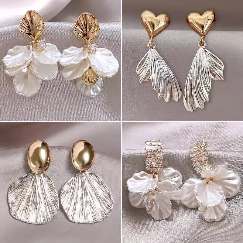 Flower Shell For Women 2025 New Light Luxury High-end Sense Stud Elegant Drop Niche Design Pearl Earrings
