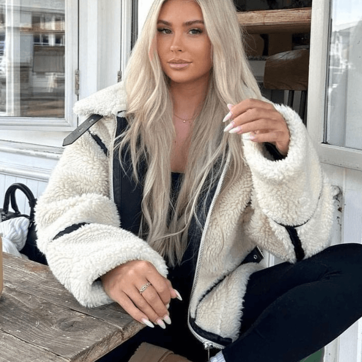 Women's Clothing autumn and winter new lamb wool coat for women, motorcycle fur all in one motorcycle thickened jacket for women