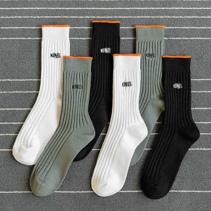 Unisex Accessories socks solid color mid tube trendy embroidered pile socks