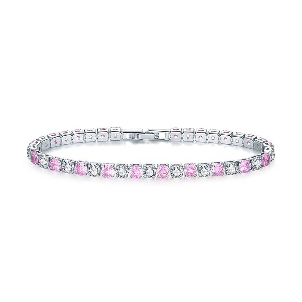 Bracelet en zircon à une rangée de diamants ronds de 4 mm, style tennis, bijou hip-hop à bordure croisée.