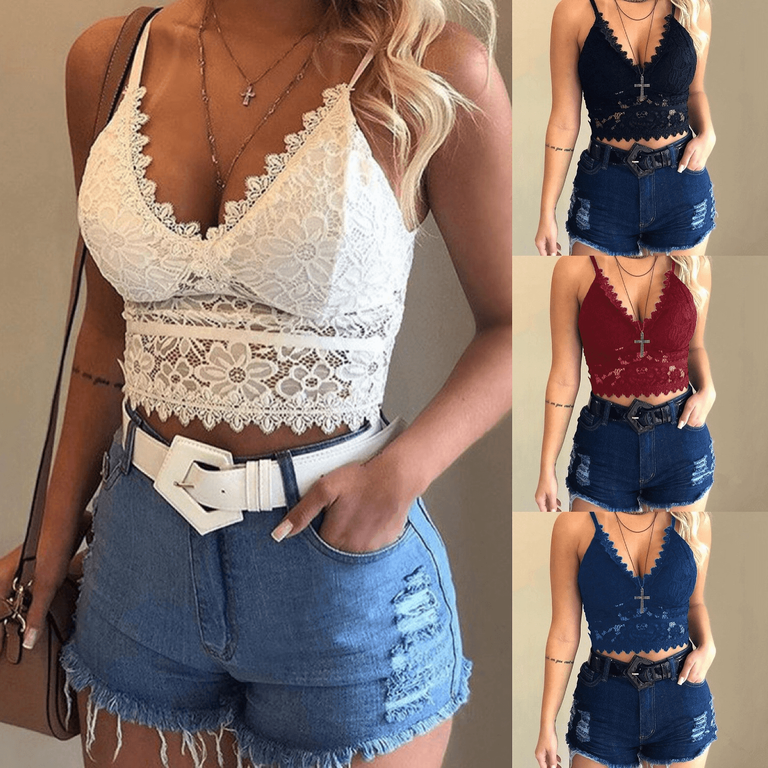 Underwear & Sleepwears Sexy goddess hazy sexy charming hollow lace thin triangle cup bra without steel ring backless female underwear