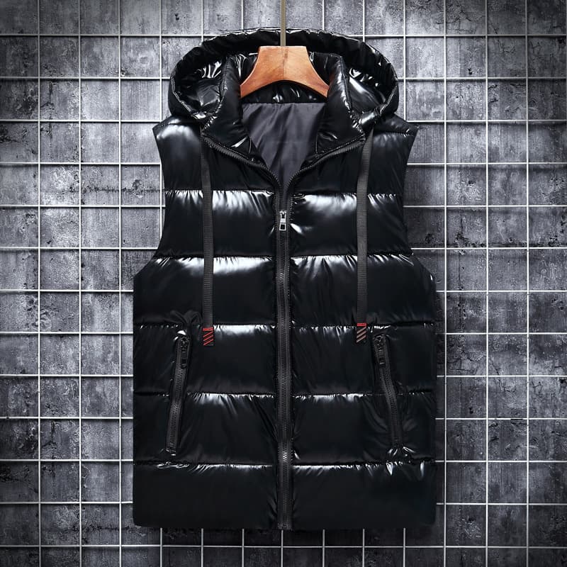 Winter new men's casual shiny vest thickened warm down cotton waistcoat men's sleeveless vest jacket
