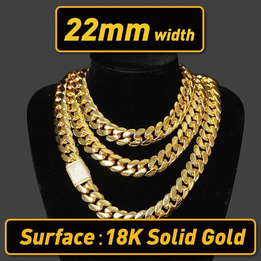 Collier ras du cou à maillons personnalisés en or, chaîne cubaine Miami, 20mm
