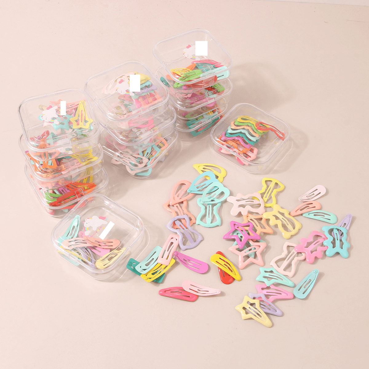 Dopamine hair clip candy color boxed star luminous hair bangs clip mini cute baby BB clip