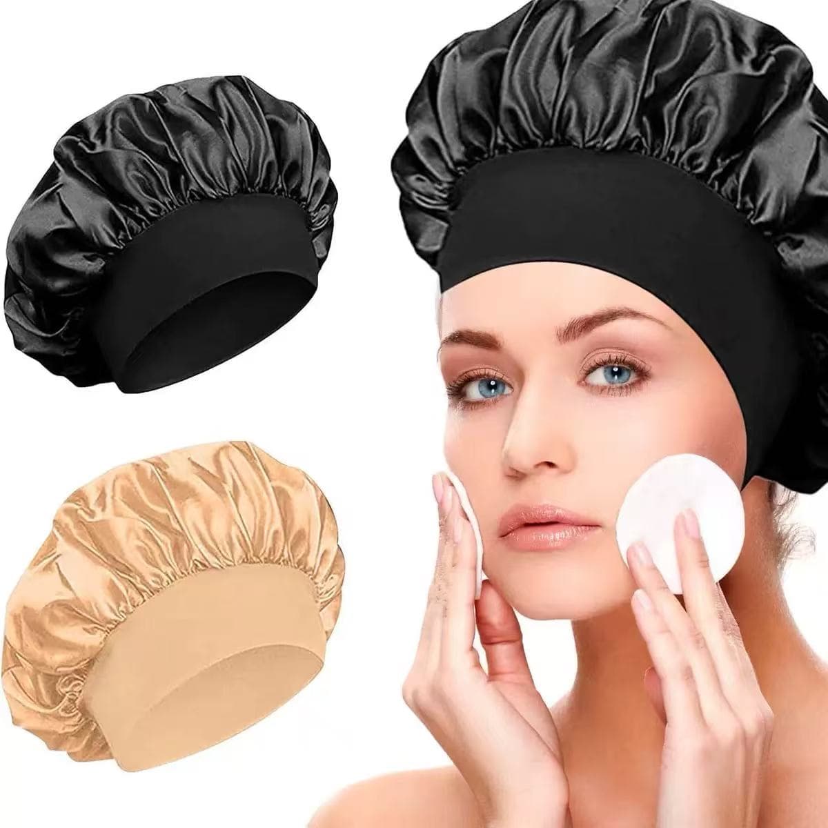 Wide-brimmed High-elasticity Headscarf, Beauty Cap, Shower Cap, Women's Nursing Satin Sleeping Cap