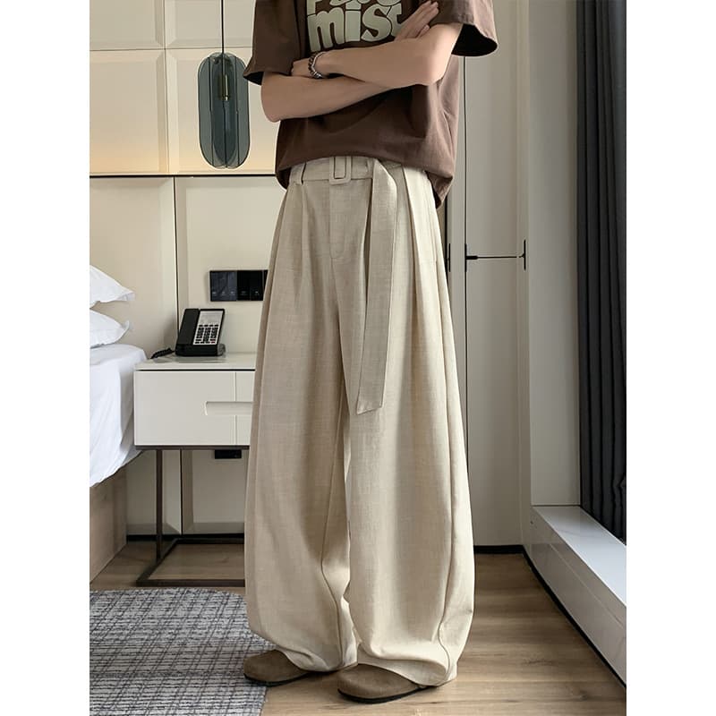 Old Money Style Cleanfit Solid Color Drapey Trousers For Men And Women, Trendy New Loose High-end Wide-leg Casual Pants