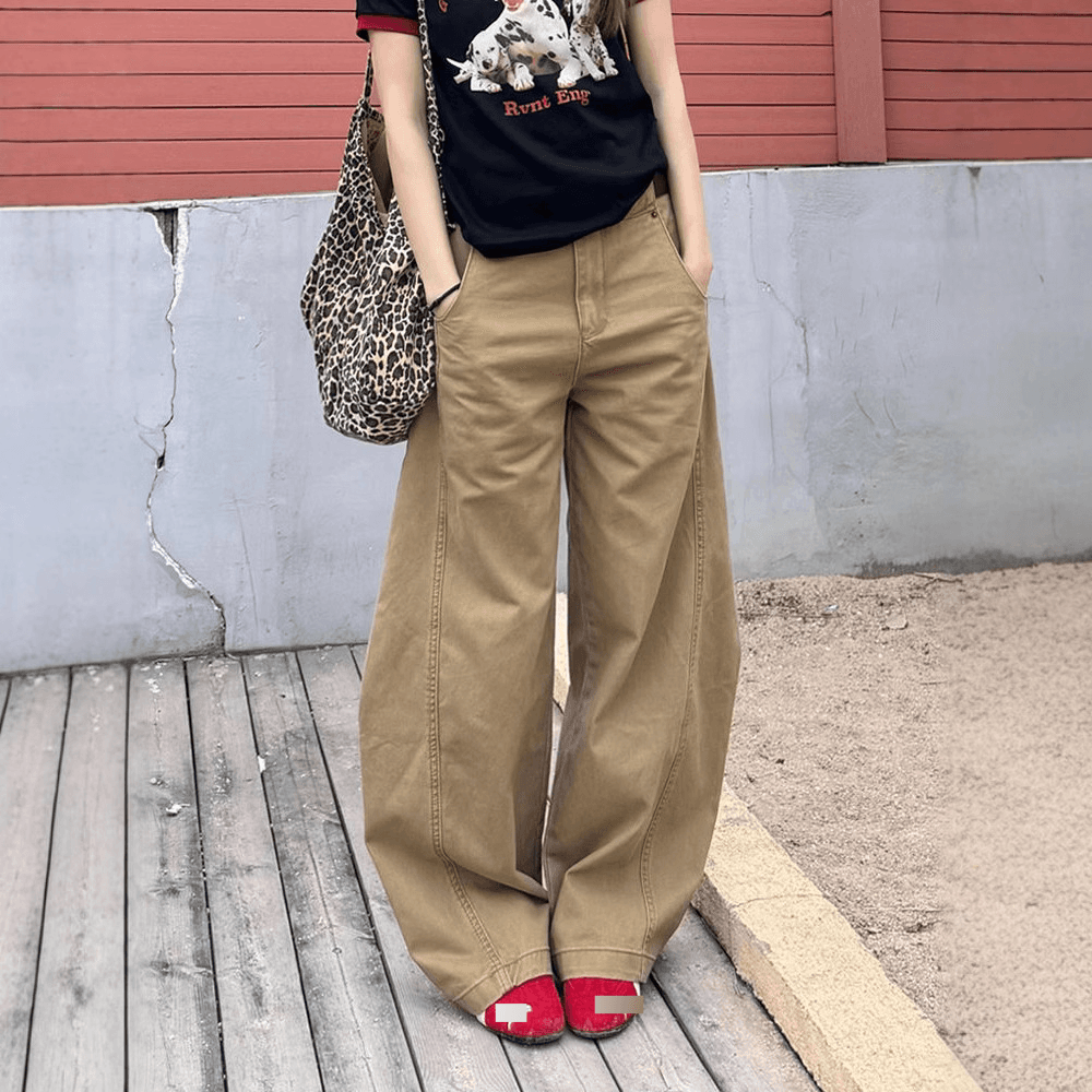 Women’s Clothing Retro Line Scimitar Pants Street Hot Girl Silhouette Mopping Pants Loose Large Size Jeans Women