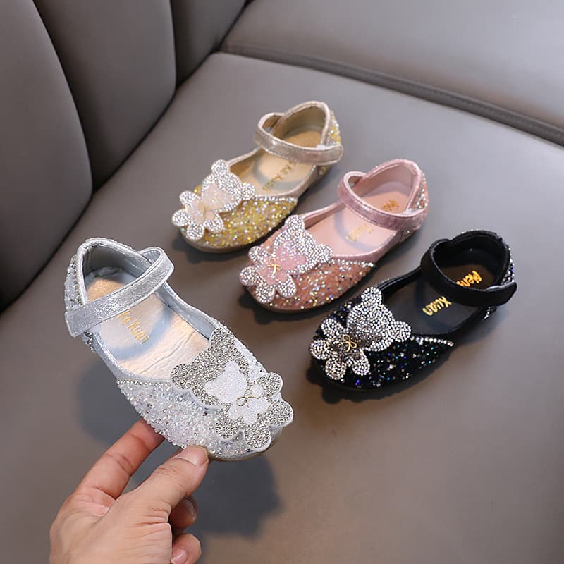 New Ladies Baby Girls Girls Princess Diamond Single Shoes Leather Shoes Dance Performance Shoes