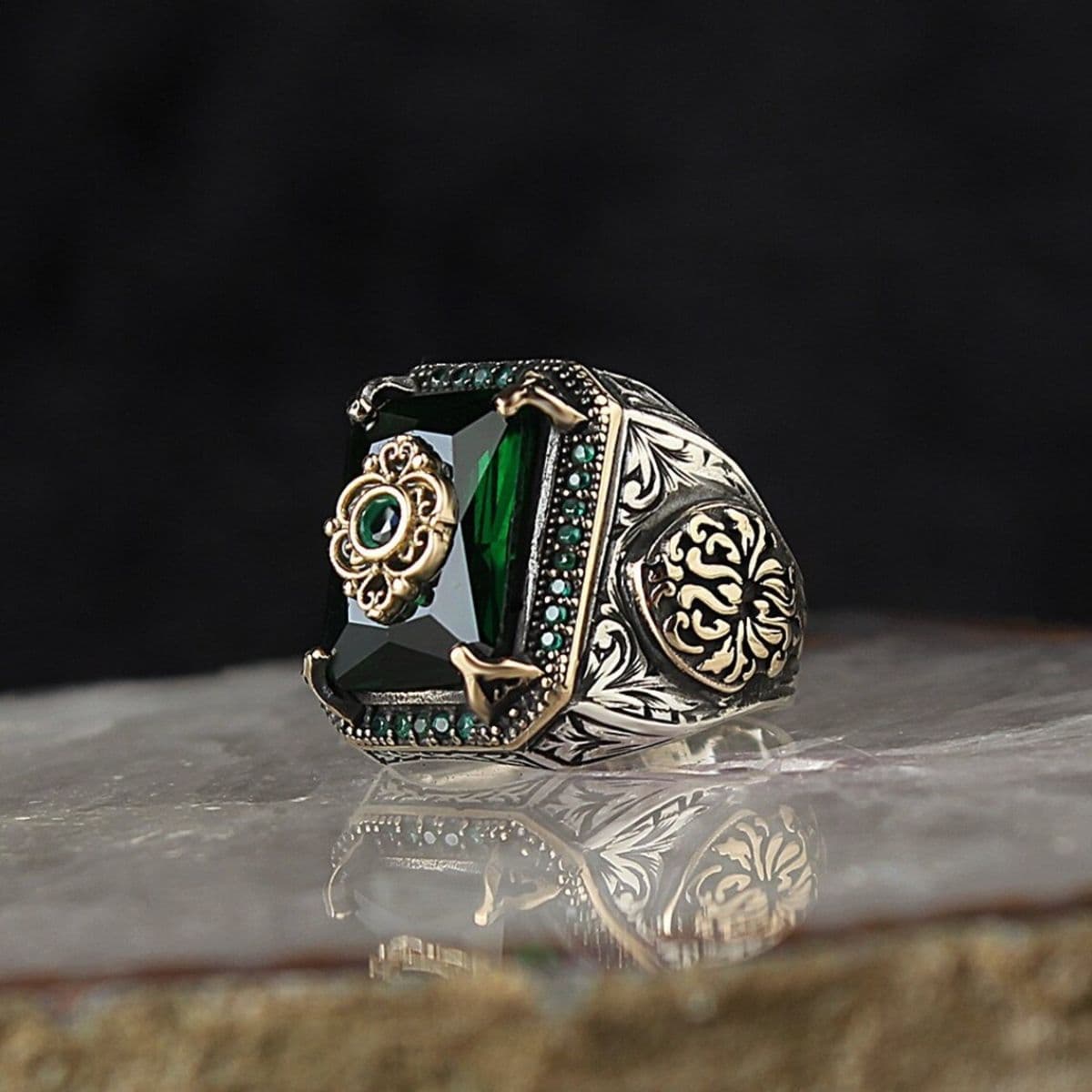style Hot Texture Inlaid Selling Ethnic With Sea Blue Zircon Ring, Simple Ins Without Fading, Light Luxury Ring, Fading,
