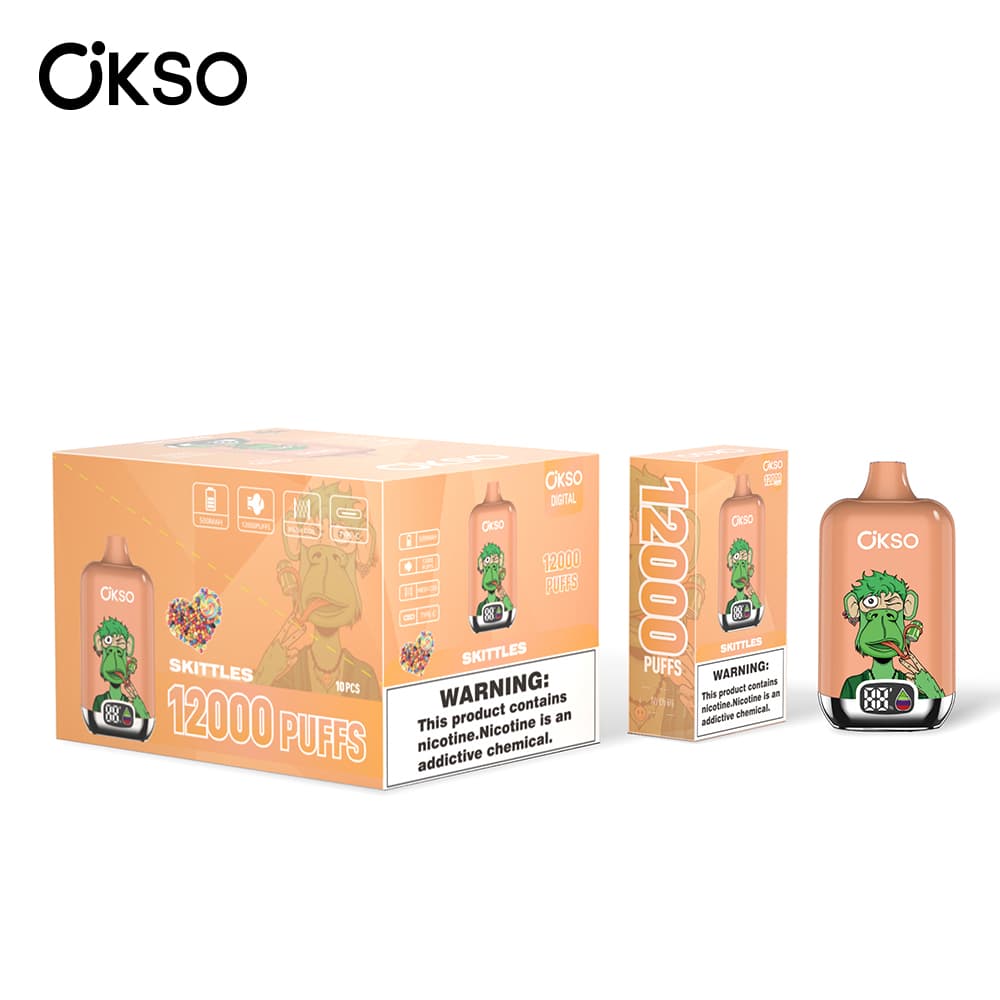 (Mise à niveau du produit ELF BOX 12 000 bouffées - 28 saveurs) Cigarette électronique jetable OKSO Digital 500 mAh, 12 000 bouffées, saveur fr
