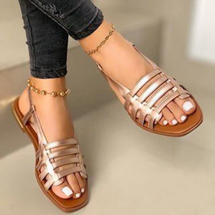 Women's plus-size flat sandals casual woven Roman beach shoes