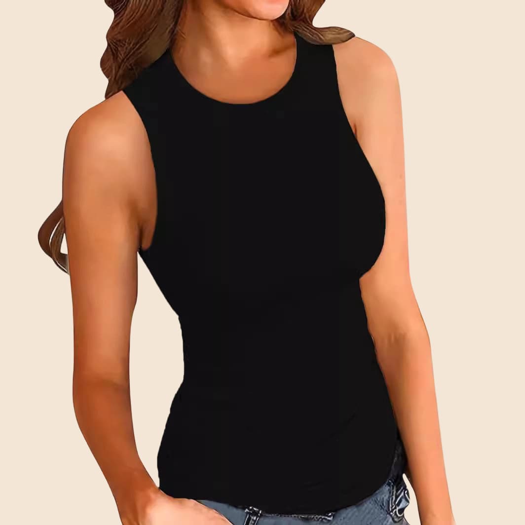 Women's Basic Tank Top – Solid & Printed Round Neck Sleeveless Shirt, Breathable Polyester Casual & Layering Tee