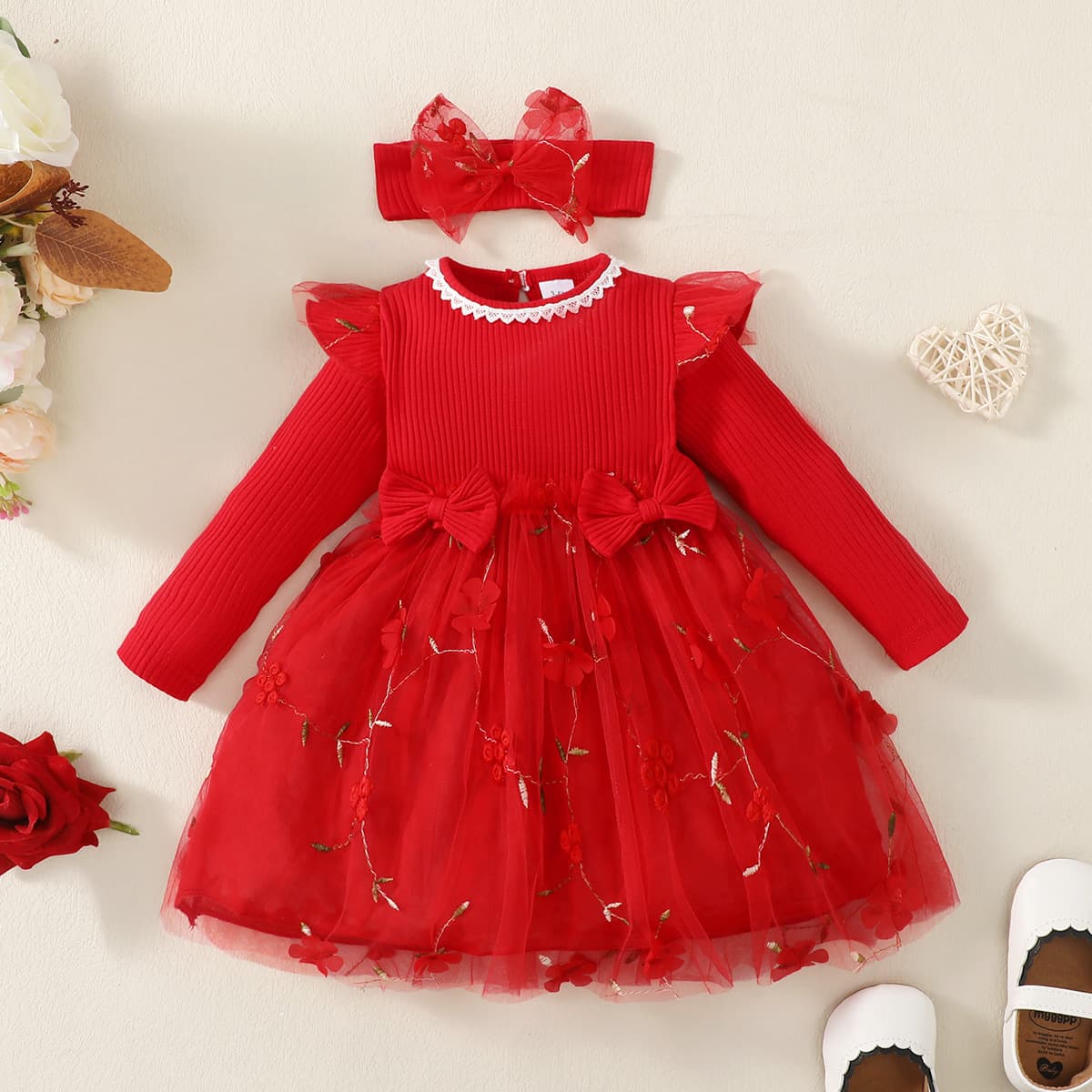 Kids' Clothing Infants And Children's Ribbed Tops And Mesh Dresses