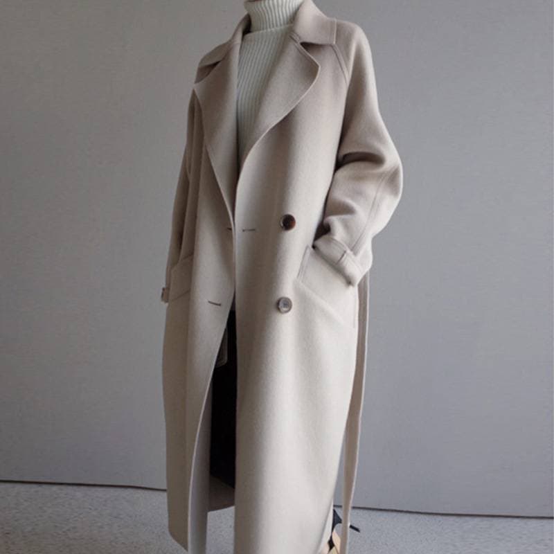 Fashion Lapel Loose Waist Belt Slimming Coat for Women