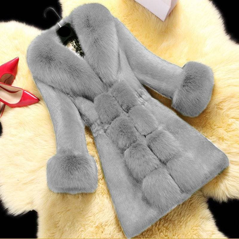 Women's Clothing New Autumn And Winter Fur Women's Mid Length Fox Fur Collar Korean Style Imitation Fur Coat Mink Fur Slimming Coat Clearance