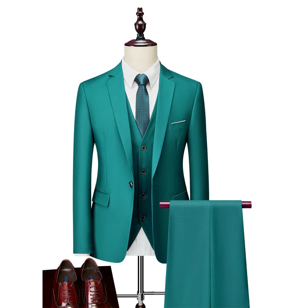Men's business casual suit wedding groom one-button dress suit three-piece set P190