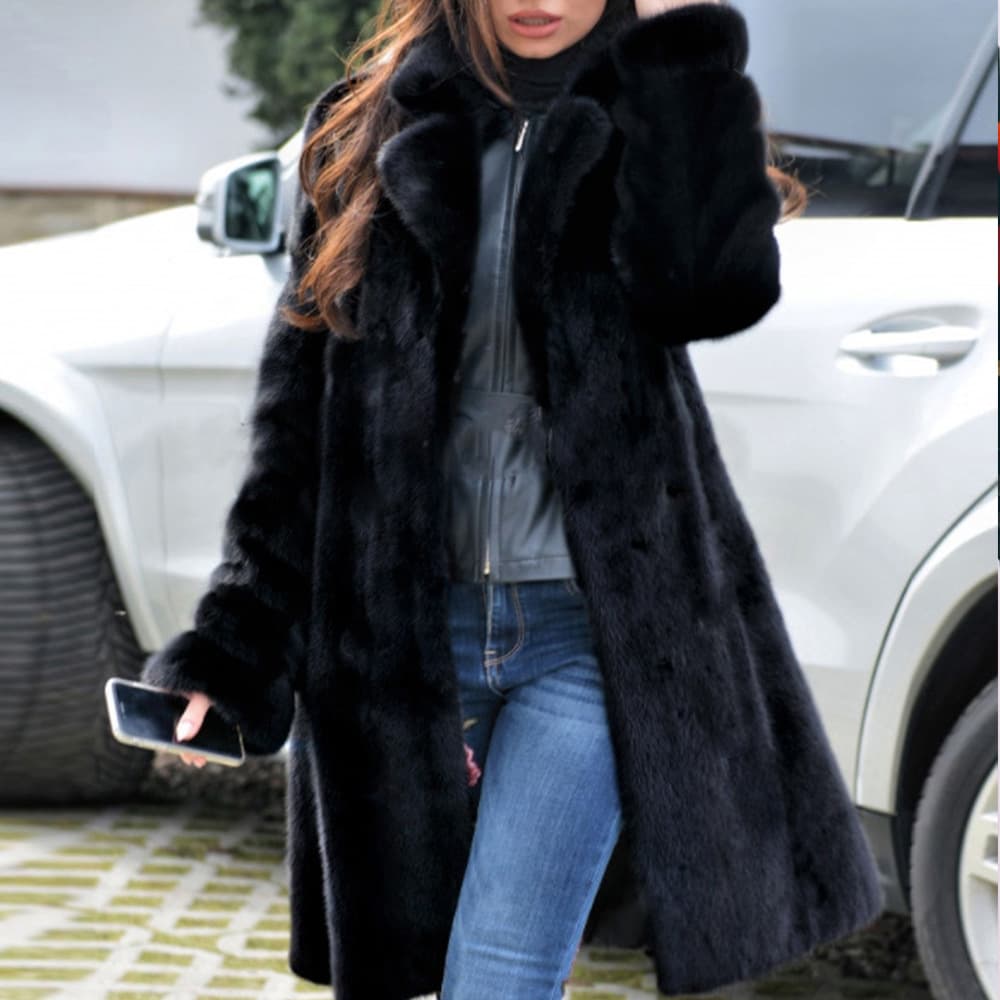 Women's Clothing Women's Long Suit Collar Imitation Fur Jacket Top Autumn And Winter New Product Exclusive Supply