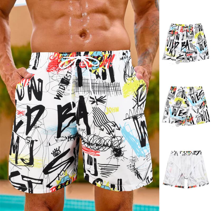 Men's Beach Shorts Loose And Quick-Drying Lined Swimming Trunks Men's Adult Hot Spring Leisure Shorts