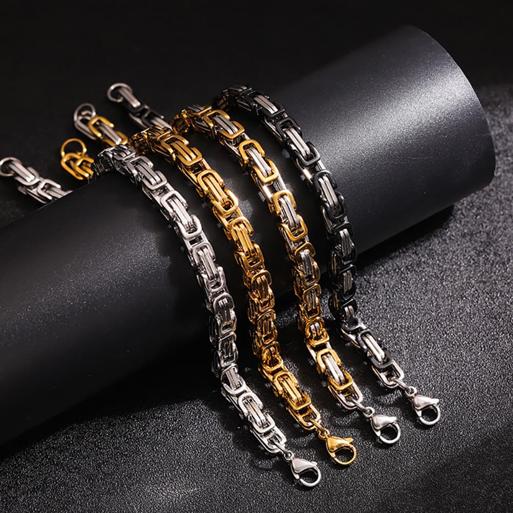 6mm New Bold Hip-Hop Bracelet Titanium Steel Electroplated Color-Retaining Emperor Chain Jewelry High-End Feel