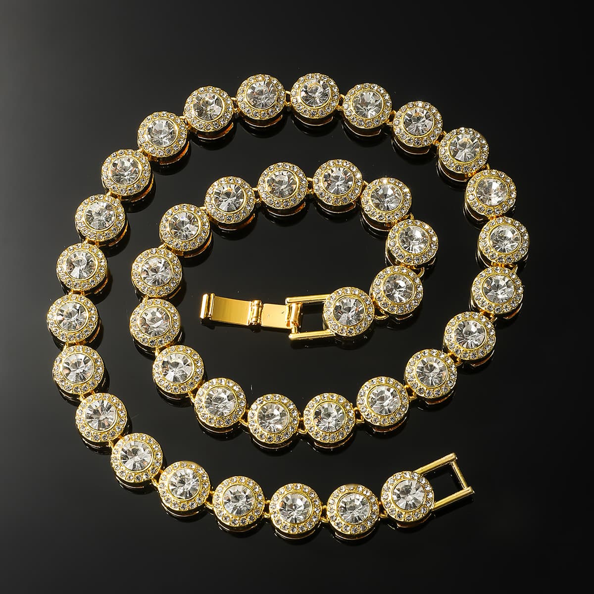 Collier de bracelets pour hommes en alliage géométrique incrusté de zircon hip-hop