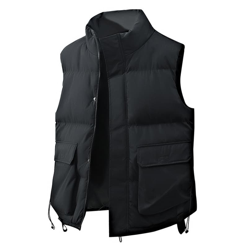 Unisex Stand Collar Vest – Lightweight Winter Puffer Sleeveless Jacket With Zipper & Drawstring (M-4XL, Black/Grey/Cream)