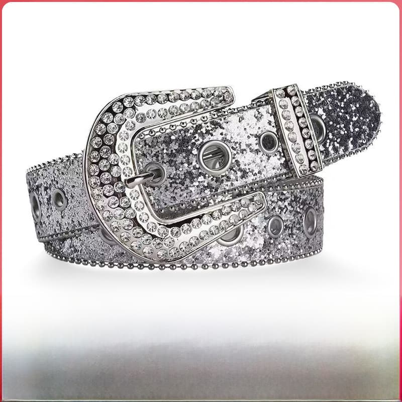 Rhinestone Belt Women's Ins Style Wide Belt Decoration European And American Fashion Personalized Sequined Pants Belt All-match Internet Celebrity Wai