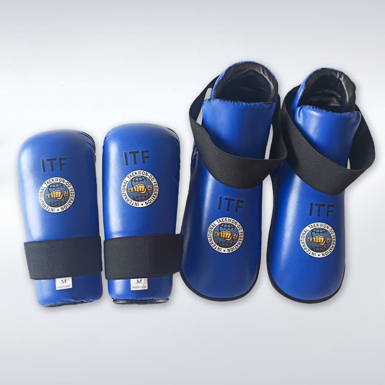 Professional ITF Taekwondo Sparring Gloves & Ankle Guards Set – Breathable Foam Padding For Hands, Wrists & Feet