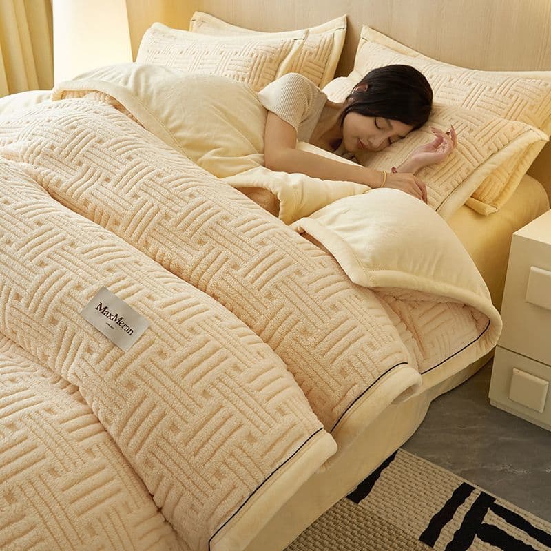 Thick Jacquard Milk Velvet Duvet Single Piece Winter Flannel Coral Double-Sided Plush Quilt Cover Warm Bedding
