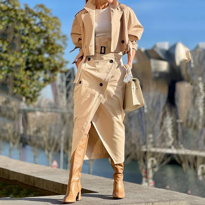 Women'S Autumn Versatile Casual Workwear Temperament Button Belt Suit Skirt
