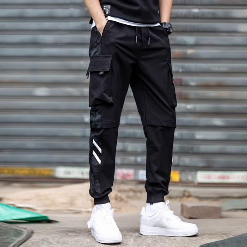 Men's Clothing Men's workwear casual pants autumn and winter new style plus velvet brand three bar slim fit elastic slim fit sports sweatpants