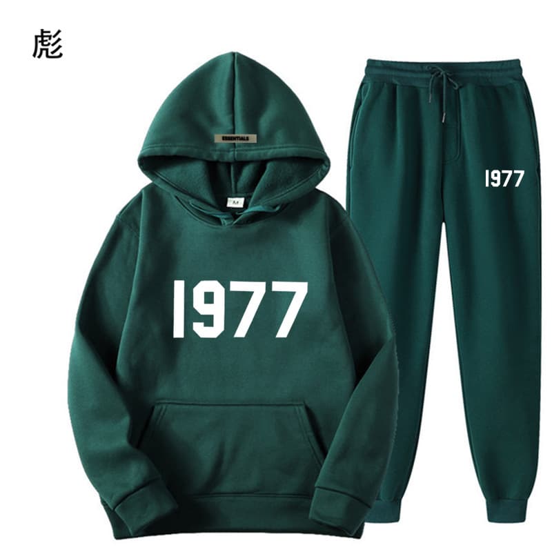 Ensemble pull polaire ample ESSENTIALS Double FOG Fashion Brand High Street, sweat à capuche unisexe avec inscription 1977.