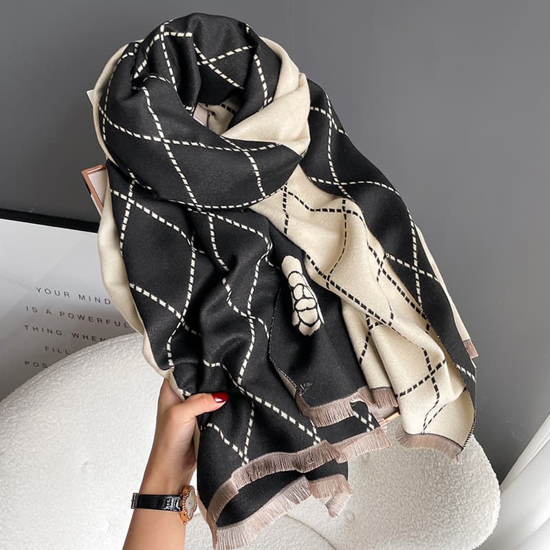 Écharpe pied-de-poule simple pour femme, nouvelle collection automne-hiver, légère et luxueuse, longue section, châle chaud en cachemire épais