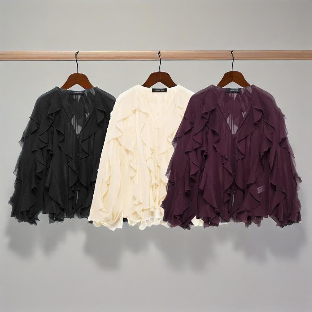 Women's Clothing Spring New Style Layered Decoration Solid Color Shirt